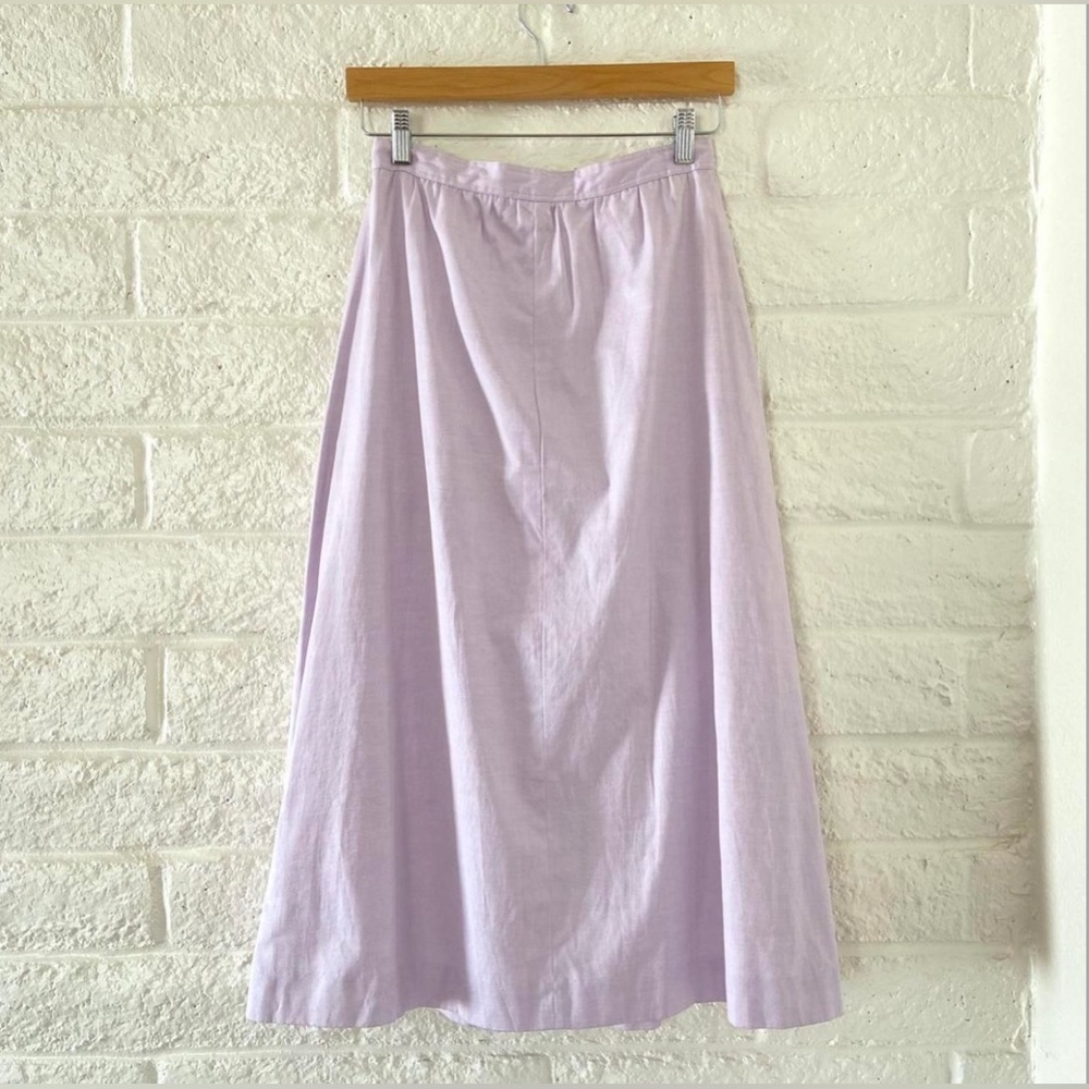 Vintage Nordstrom Lilac Purple Subtle Pleated Long Midi Oxford Cotton Skirt